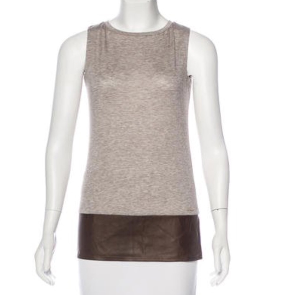 Dsquared Leather Trimmed Sleeveless Top